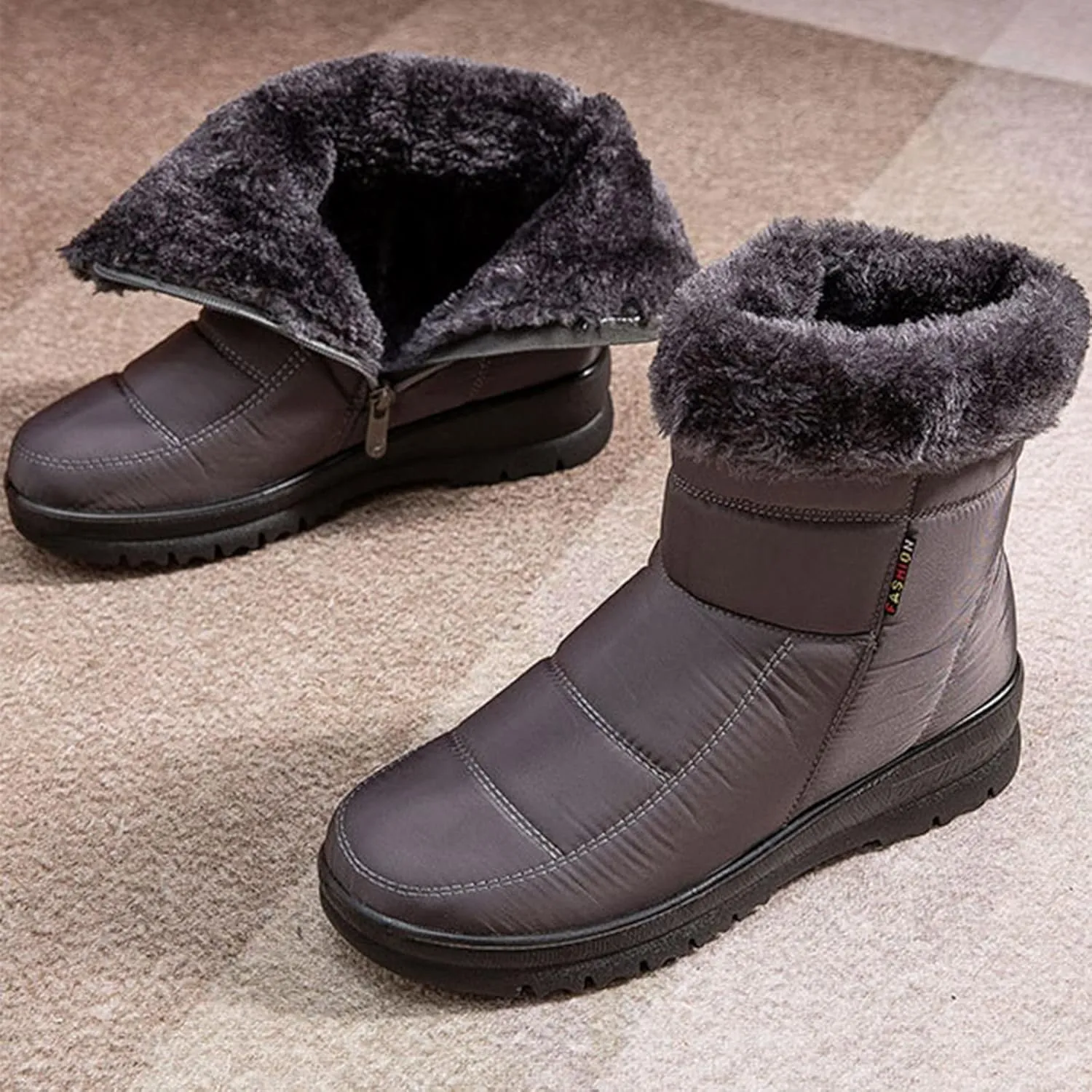 Winter Waterproof Boots for Woman Women's Winter Boots Waterproof Zipper Snow Boots Womens Wide High Heel Winter Boots for Women Boots for Women Winter Cute