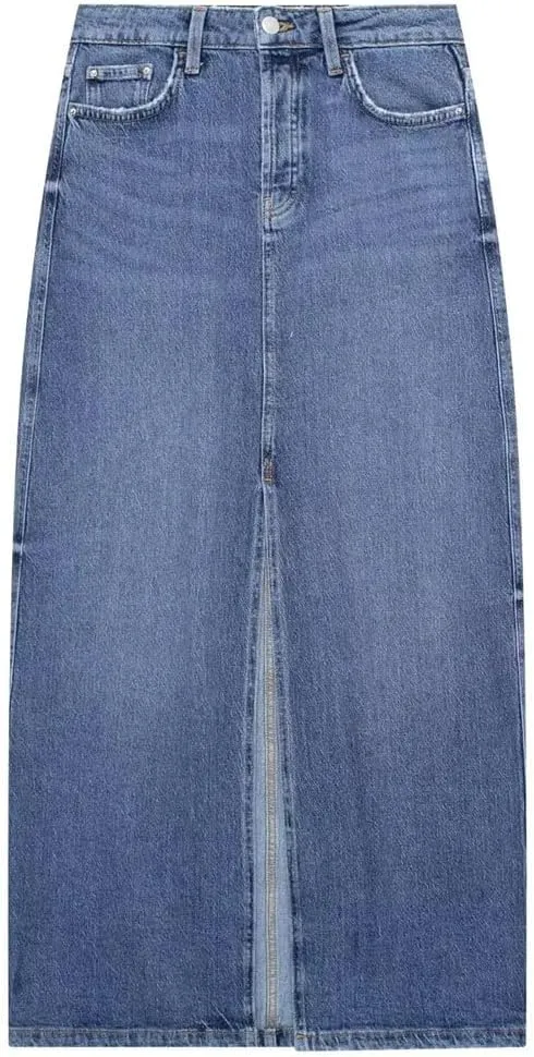 Woman Denim Long Skirt High Waist Midi Skirts Slit Jeans Skirts Streetwear Skirts