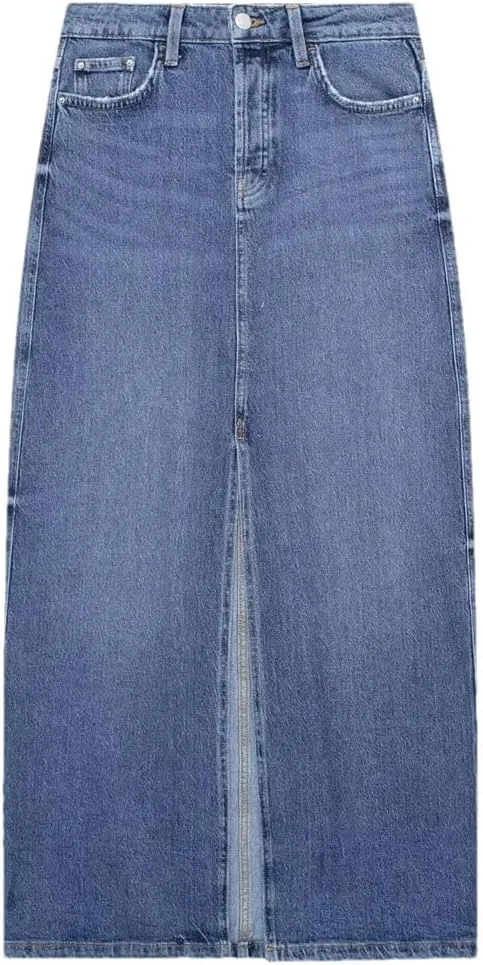 Woman Denim Long Skirt High Waist Midi Skirts Slit Jeans Skirts Streetwear Skirts