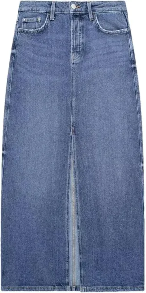 Woman Denim Long Skirt High Waist Midi Skirts Slit Jeans Skirts Streetwear Skirts