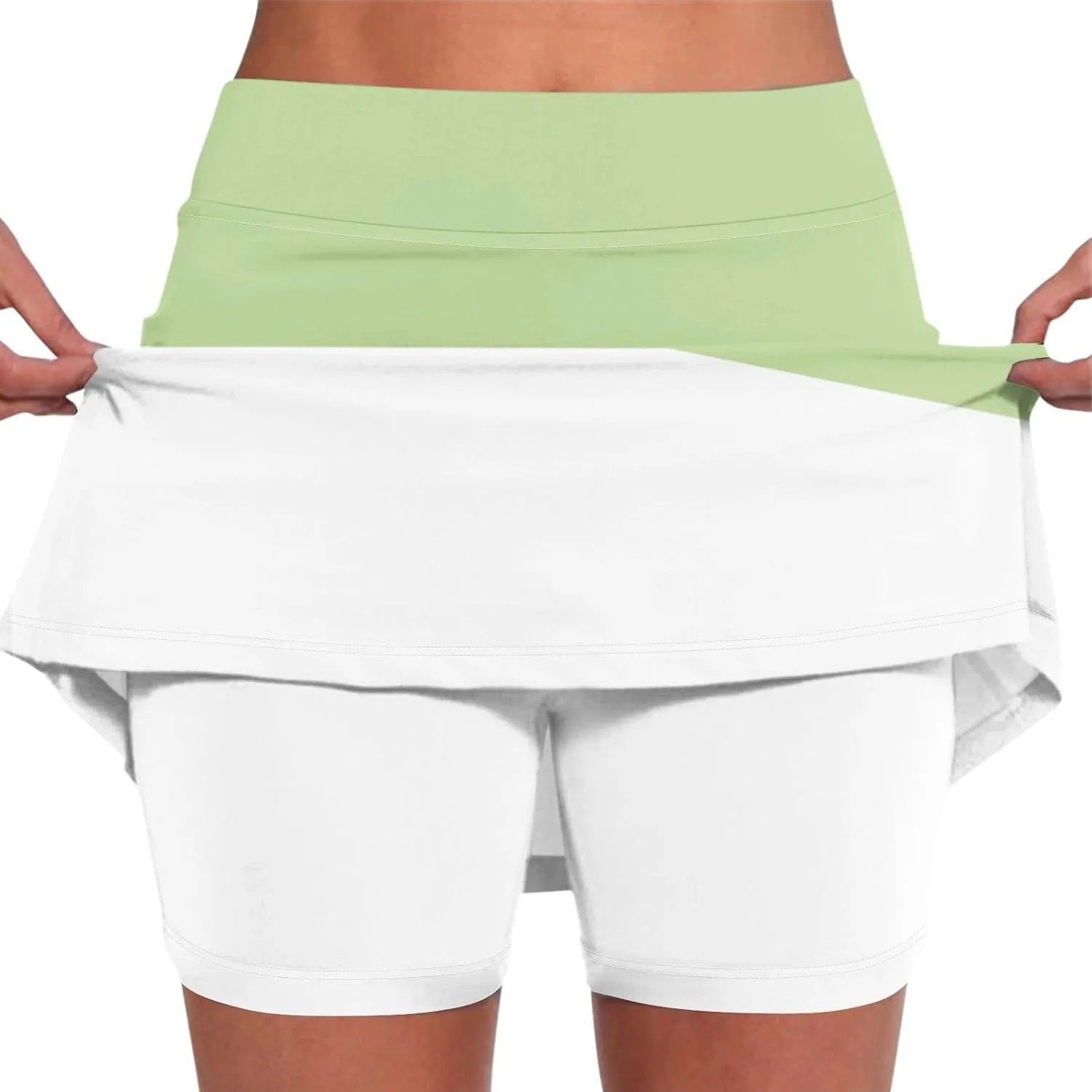 Women 2 Piece Skirts 2 in 1 Solid Flowy Basic Versatile Stretchy Casual Mini Skirts 2025, S-2XL