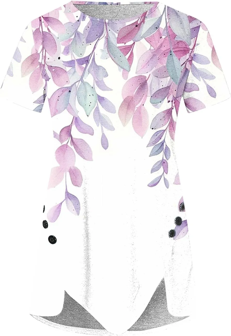 Women 2024 Short Sleeve Summer Shirts Floral Print Fitted Causal Tshirts Boho Blouses Tunics Dressy Trendy Clothes