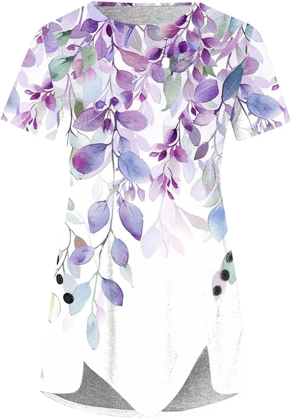 Women 2024 Short Sleeve Summer Shirts Floral Print Fitted Causal Tshirts Boho Blouses Tunics Dressy Trendy Clothes