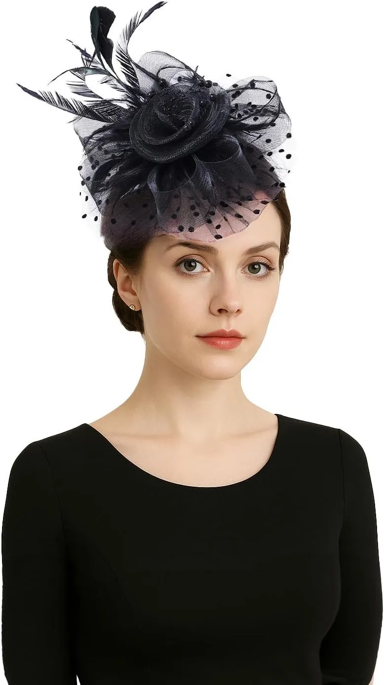 Women Fascinators Hats for Tea Party Hats Kentucky Derby Hat 1920s Gatsby Party Church Hats for Women