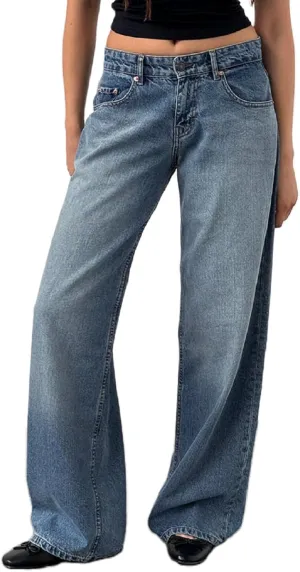 Women Straight Leg Boyfriend Jeans Low Waist Wide Leg Baggy Jeans Vintage Denim Pants