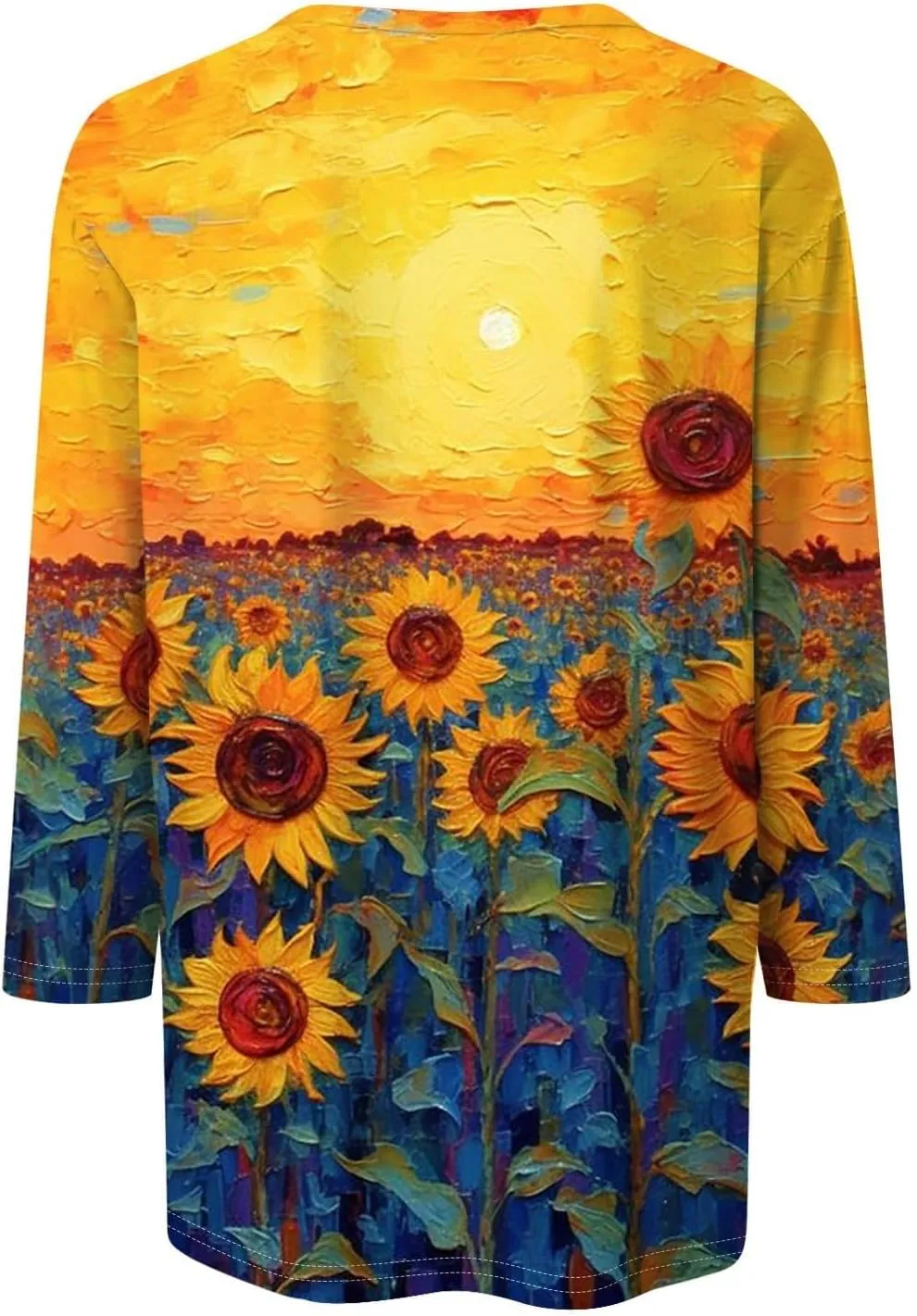 Womens 3/4 Length Sleeve Summer Shirts Floral Boho Blouses Tshirts Trendy Dressy Casual Tops Vacation 2024 Clothing