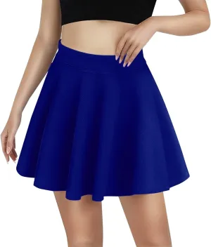 Women's Basic Versatile Casual High Waisted Ruffles Flared Mini Lingerie Skirts with Shorts