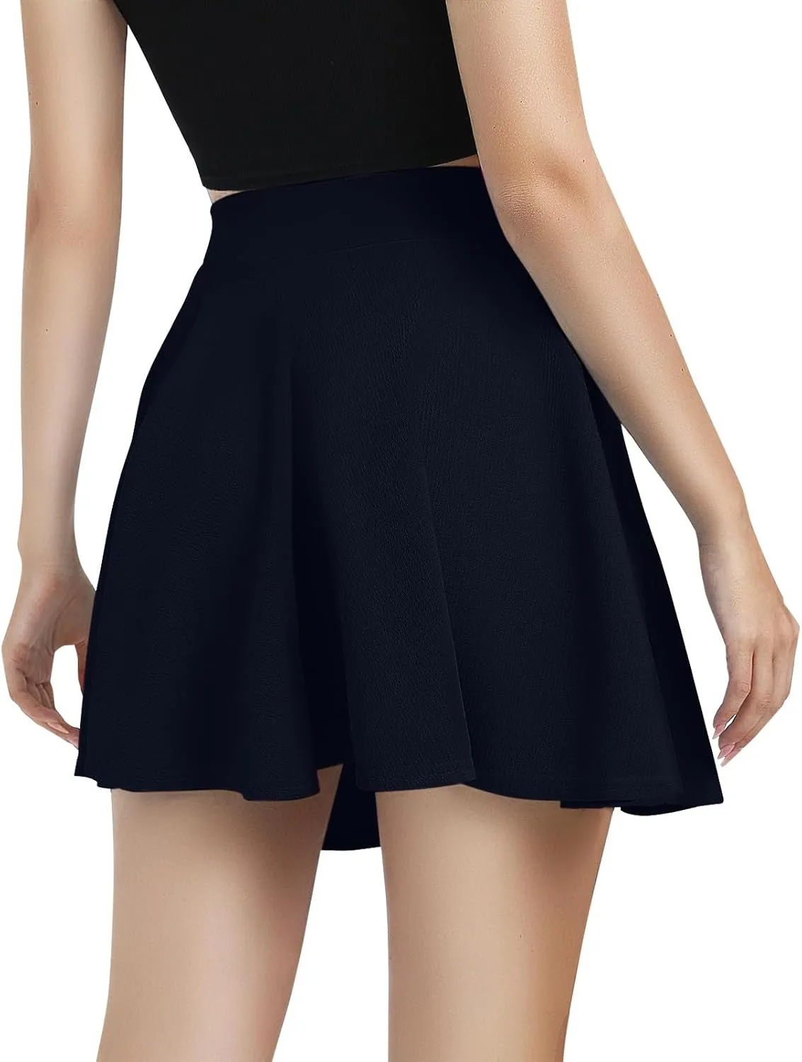 Women's Basic Versatile Casual High Waisted Ruffles Flared Mini Lingerie Skirts with Shorts