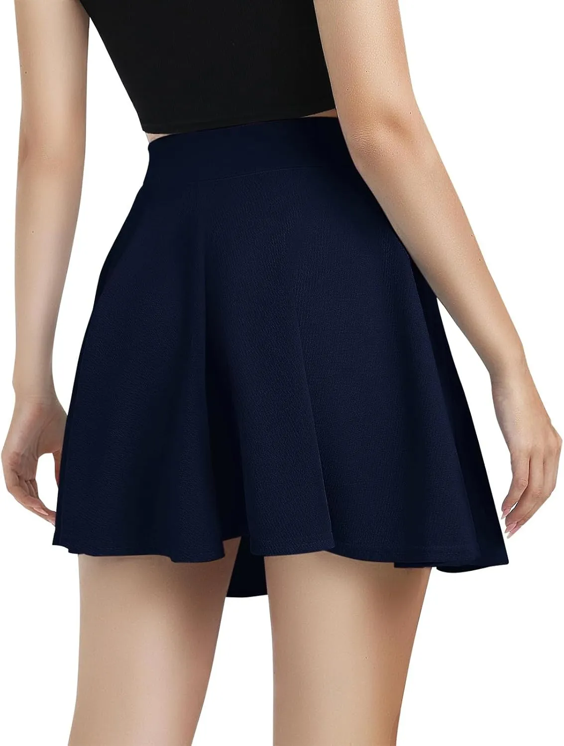 Women's Basic Versatile Casual High Waisted Ruffles Flared Mini Lingerie Skirts with Shorts