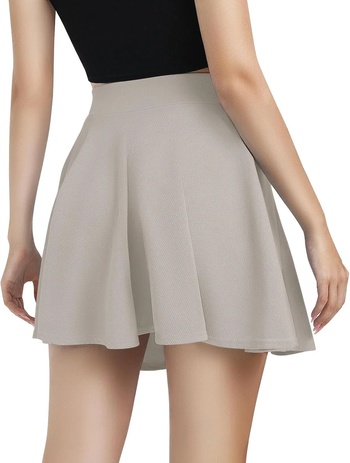 Women's Basic Versatile Casual High Waisted Ruffles Flared Mini Lingerie Skirts with Shorts
