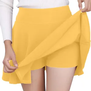 Women's Basic Versatile Stretch Flared Skater Skirt Elastic Waist Mini Yoga Culottes Workout Tennis Jogger Run Skorts