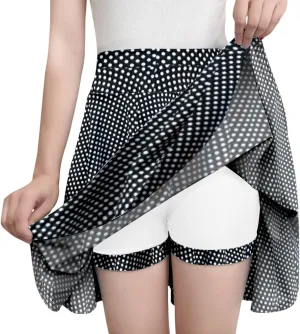 Women's Basic Versatile Stretch Flared Skater Skirt Elastic Waist Mini Yoga Culottes Workout Tennis Jogger Run Skorts