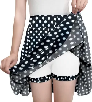 Women's Basic Versatile Stretch Flared Skater Skirt Elastic Waist Mini Yoga Culottes Workout Tennis Jogger Run Skorts