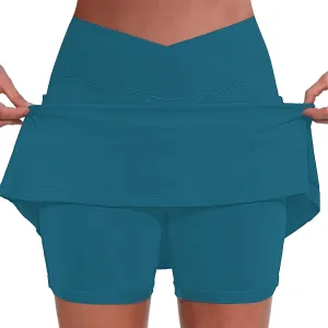 Women's Basic Versatile Stretchy Solid Flared Casual Mini Skater Skirt, S-5XL