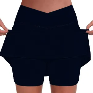Women's Basic Versatile Stretchy Solid Flared Casual Mini Skater Skirt, S-5XL