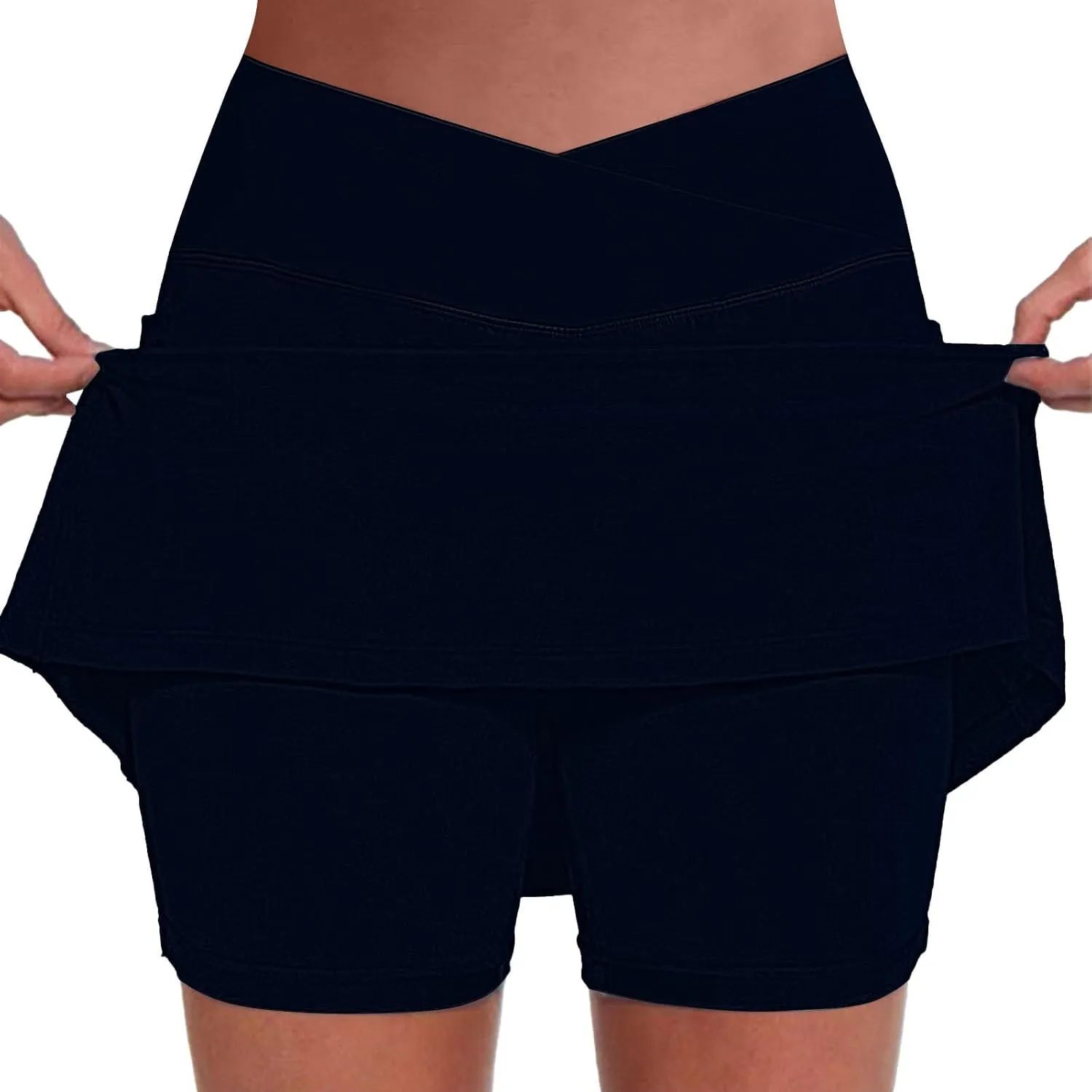 Women's Basic Versatile Stretchy Solid Flared Casual Mini Skater Skirt, S-5XL