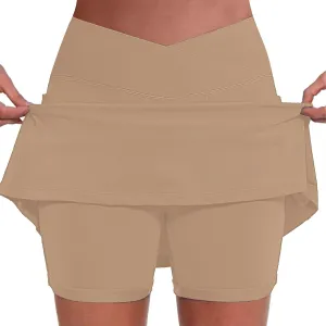 Women's Basic Versatile Stretchy Solid Flared Casual Mini Skater Skirt, S-5XL