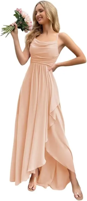 Women's Bridesmaid Dresses Long Elegant Chiffon Wedding Guest Prom Party Cocktail Evening Formal Ball Gowns
