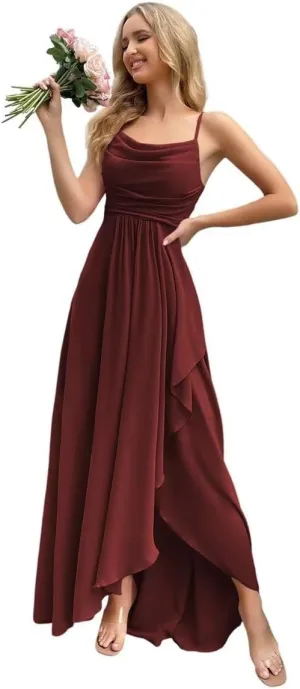 Women's Bridesmaid Dresses Long Elegant Chiffon Wedding Guest Prom Party Cocktail Evening Formal Ball Gowns