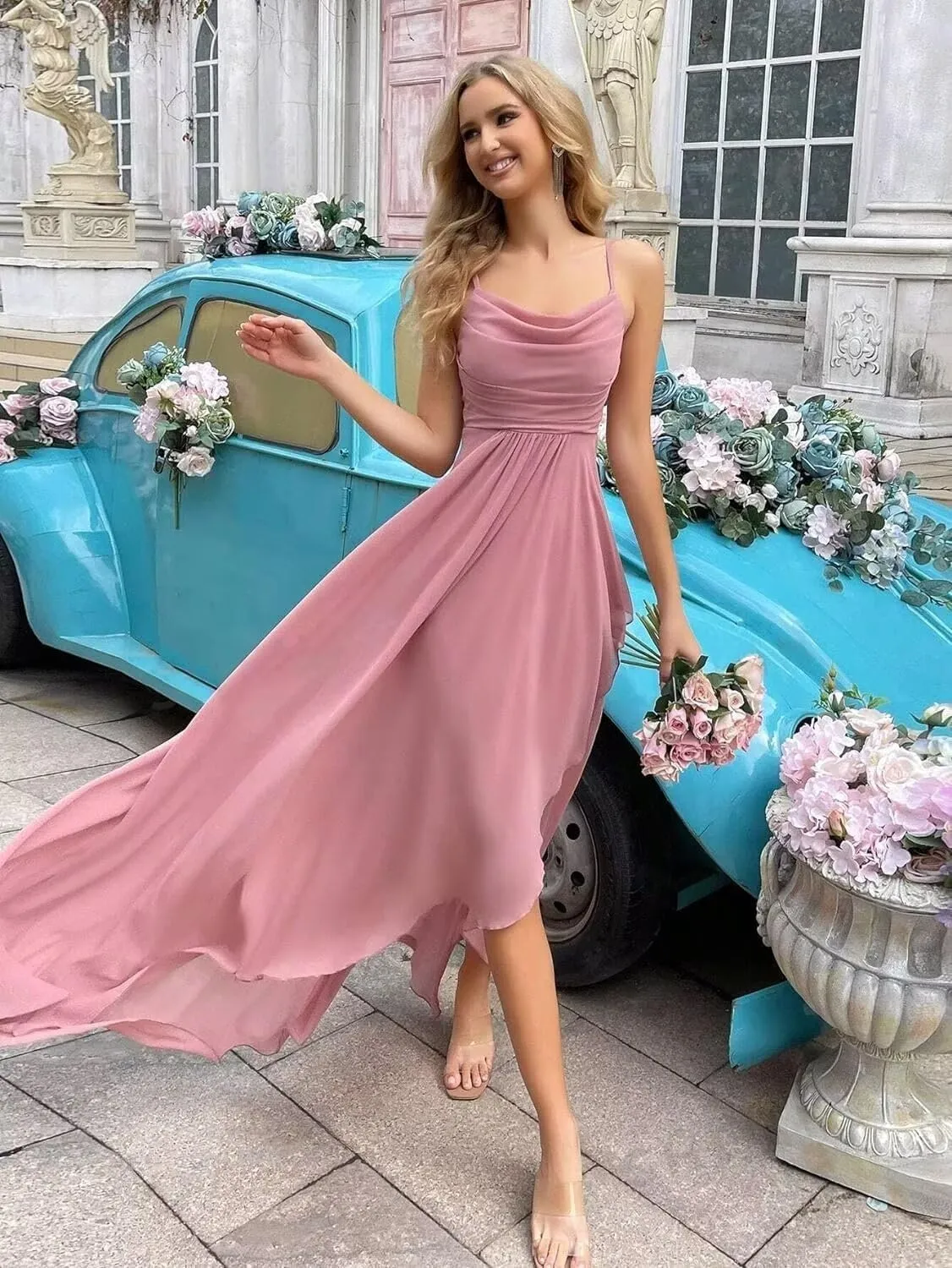 Women's Bridesmaid Dresses Long Elegant Chiffon Wedding Guest Prom Party Cocktail Evening Formal Ball Gowns