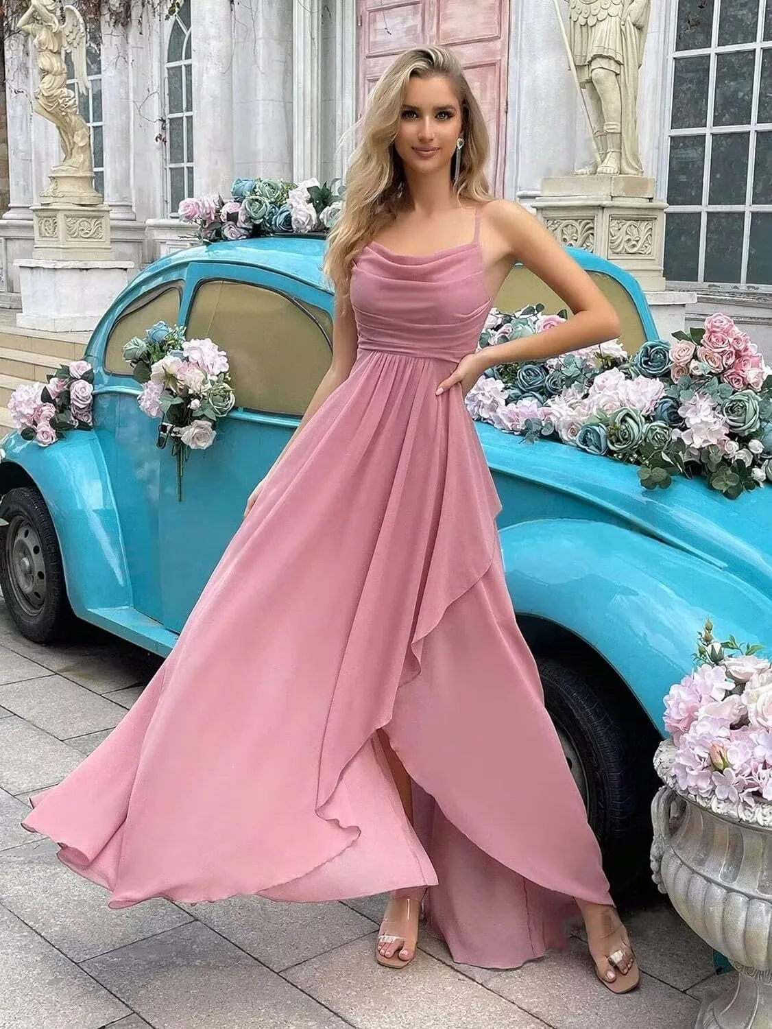 Women's Bridesmaid Dresses Long Elegant Chiffon Wedding Guest Prom Party Cocktail Evening Formal Ball Gowns