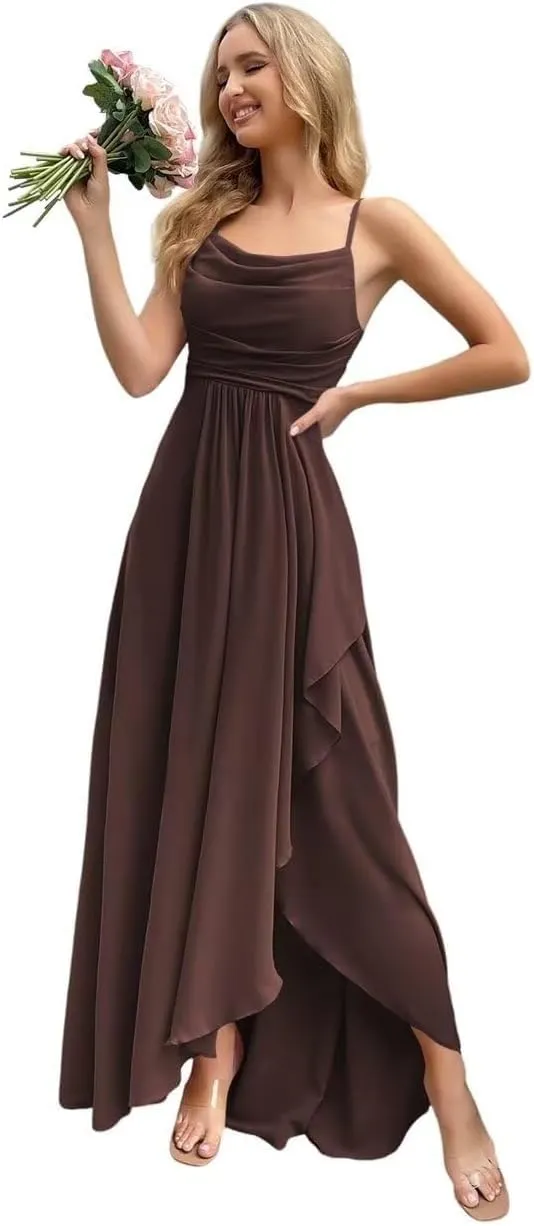 Women's Bridesmaid Dresses Long Elegant Chiffon Wedding Guest Prom Party Cocktail Evening Formal Ball Gowns