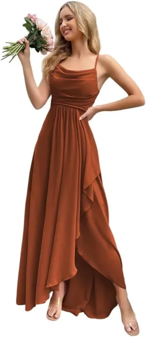Women's Bridesmaid Dresses Long Elegant Chiffon Wedding Guest Prom Party Cocktail Evening Formal Ball Gowns