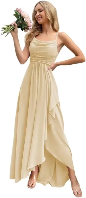 Women's Bridesmaid Dresses Long Elegant Chiffon Wedding Guest Prom Party Cocktail Evening Formal Ball Gowns