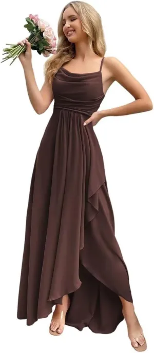 Women's Bridesmaid Dresses Long Elegant Chiffon Wedding Guest Prom Party Cocktail Evening Formal Ball Gowns