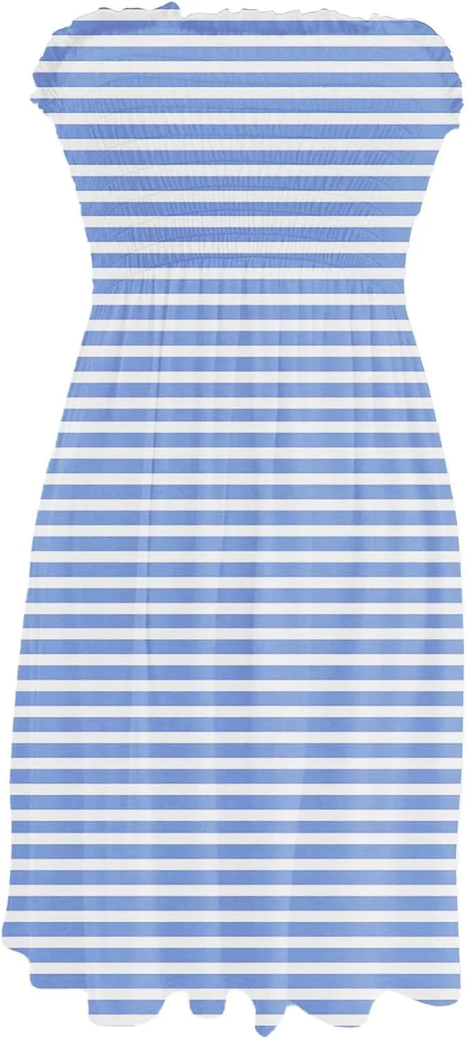 Women's Casual Dresses Summer Trendy Sheath Sleeveless Striped Printed Solid Color Dress 2025, S-3XL