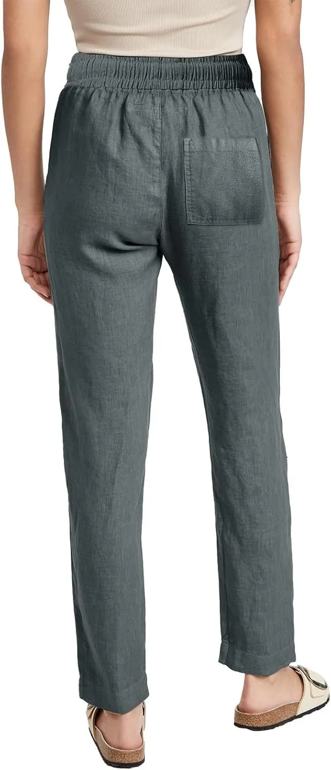 Women's Casual Pants Solid Cotton and Pants with Pocket Long Pants Cargo Pants Woman
