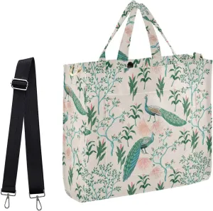 Womens Corduroy Handbag Vintage Beautiful Peacock Leaves Small Crossbody Satchel Bag with Shoulder Strap Pockets for Gift Travel Beach Gym Work Shopping