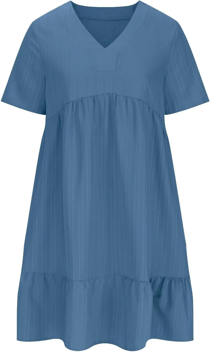 Womens Dresses Summer Plus Size Short Sleeve V Neck Casual Flowy Tshirt Dress Beach Travel Vacation Mini Sundress