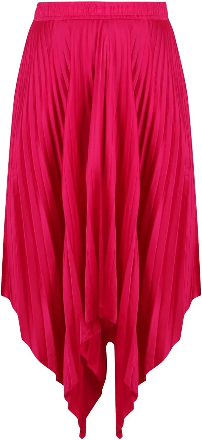 Women's Elegant Skirts High Waisted Pleated A Line Silk Skirts Irregular Flowy Work Skirts Casual Summer Midi Skirts