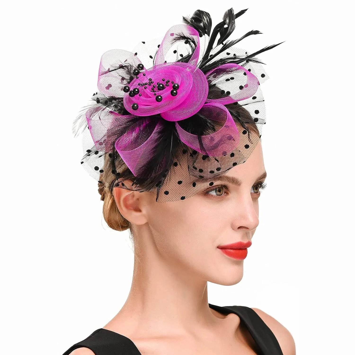 Womens Fascinator Hat Green Hat For Women Wedding Flower Cocktail Mesh Feathers Hair Clip Derby Hats And Fascinators