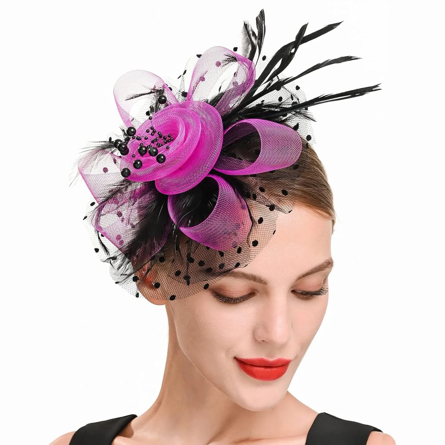 Womens Fascinator Hat Green Hat For Women Wedding Flower Cocktail Mesh Feathers Hair Clip Derby Hats And Fascinators