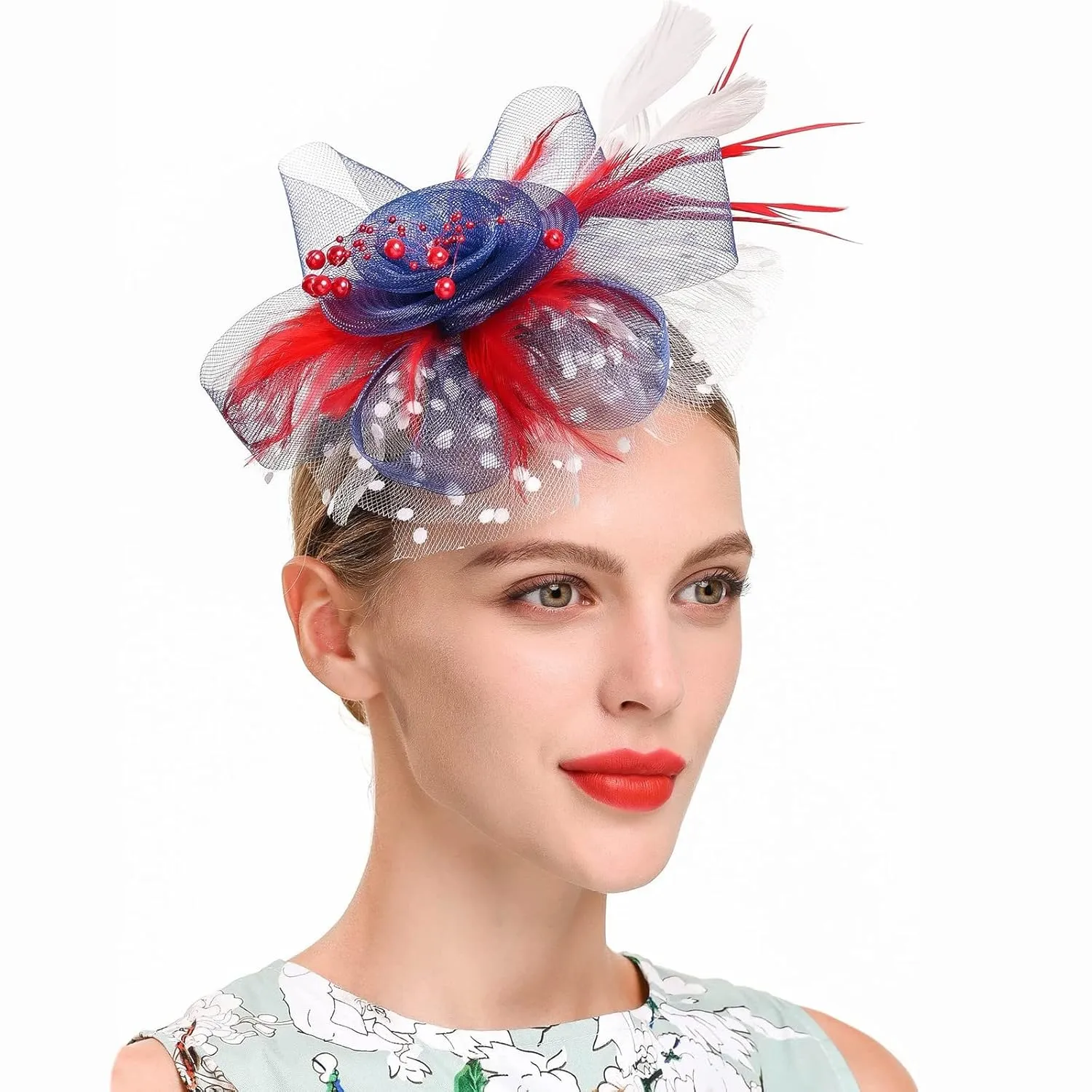 Womens Fascinator Hat Green Hat For Women Wedding Flower Cocktail Mesh Feathers Hair Clip Derby Hats And Fascinators
