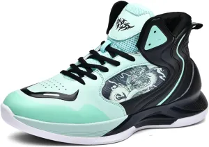 Womens Fashion Graffiti Leather High Top Basketball Shoes Lace Up Casual Non-Slip Tennis Travel Combat Training Shoes