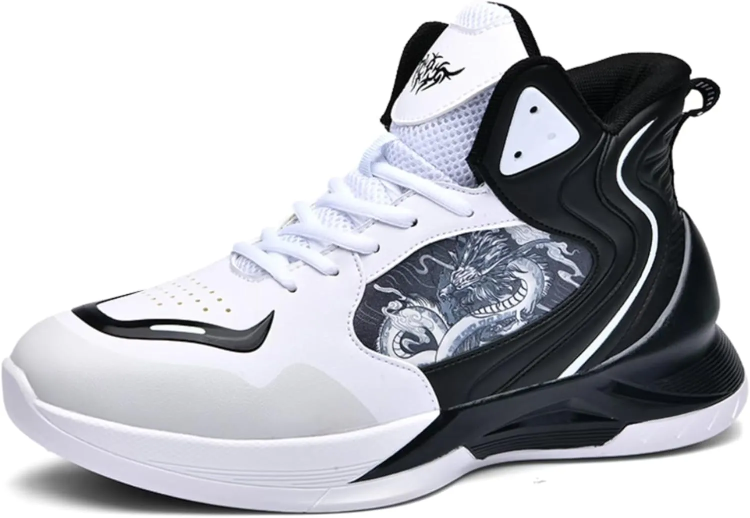 Womens Fashion Graffiti Leather High Top Basketball Shoes Lace Up Casual Non-Slip Tennis Travel Combat Training Shoes
