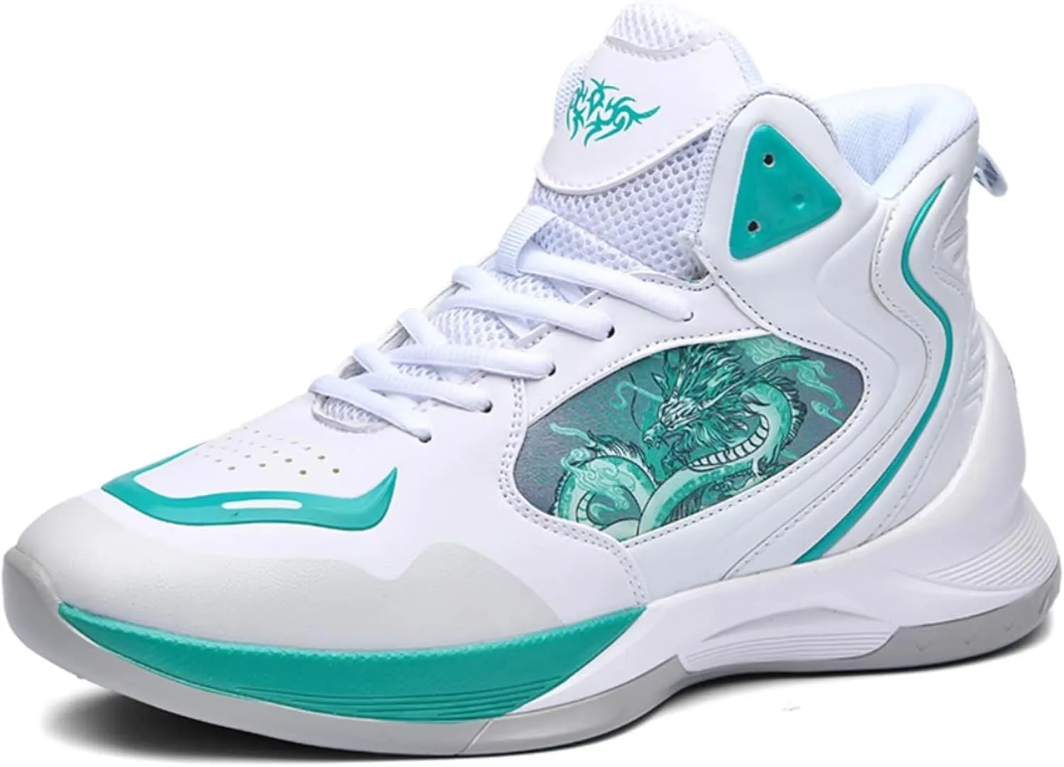 Womens Fashion Graffiti Leather High Top Basketball Shoes Lace Up Casual Non-Slip Tennis Travel Combat Training Shoes