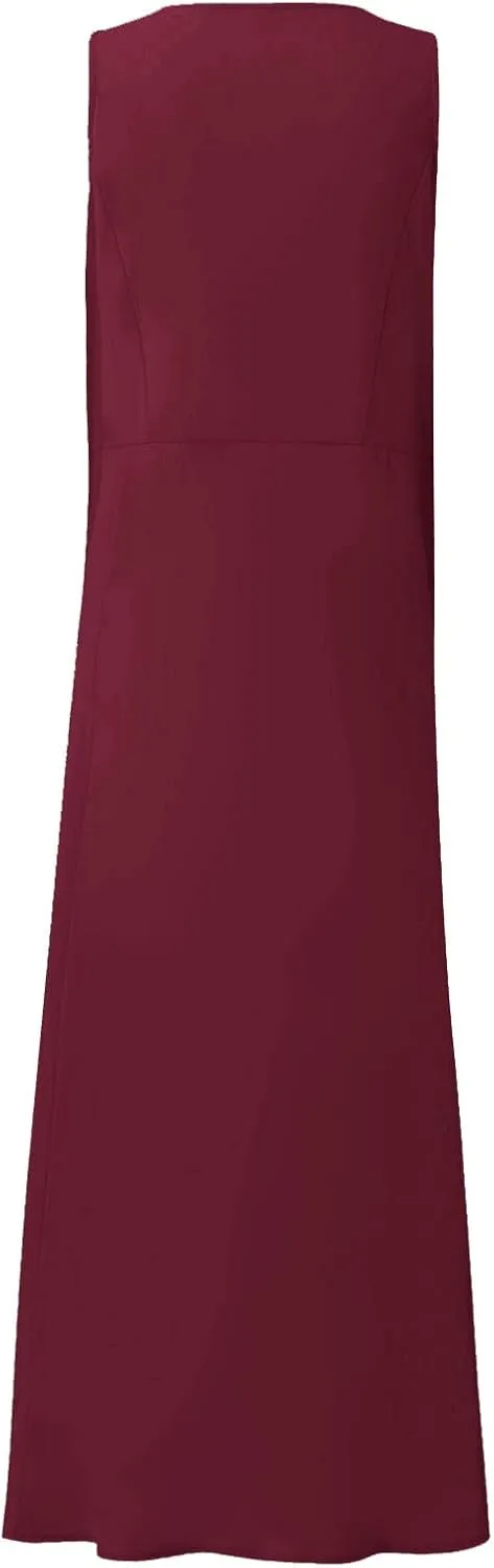 Womens Floral Maxi Dresses Plus Size Sleeveless Linen Boho Dress Long Flowy Sun Dress Summer Cotton Linen Tank Dress