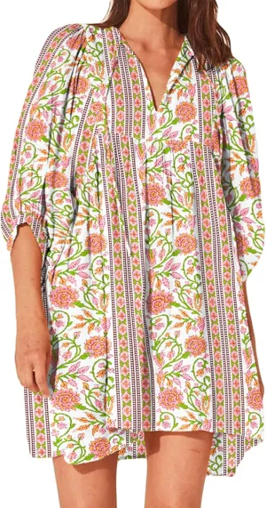Womens Flowy Beach Dress 2025 Summer Dresses Puff Sleeve Floral Mini Dress Swing Pleated Bohemian Sundress