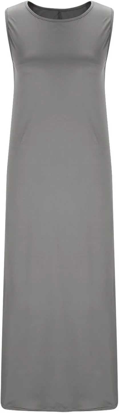 Women's Flowy Summer Dresses 2025 Crew Neck Sleeveless Casual Loose Sundress Basic Beach Tank Maxi Dress with Pockets