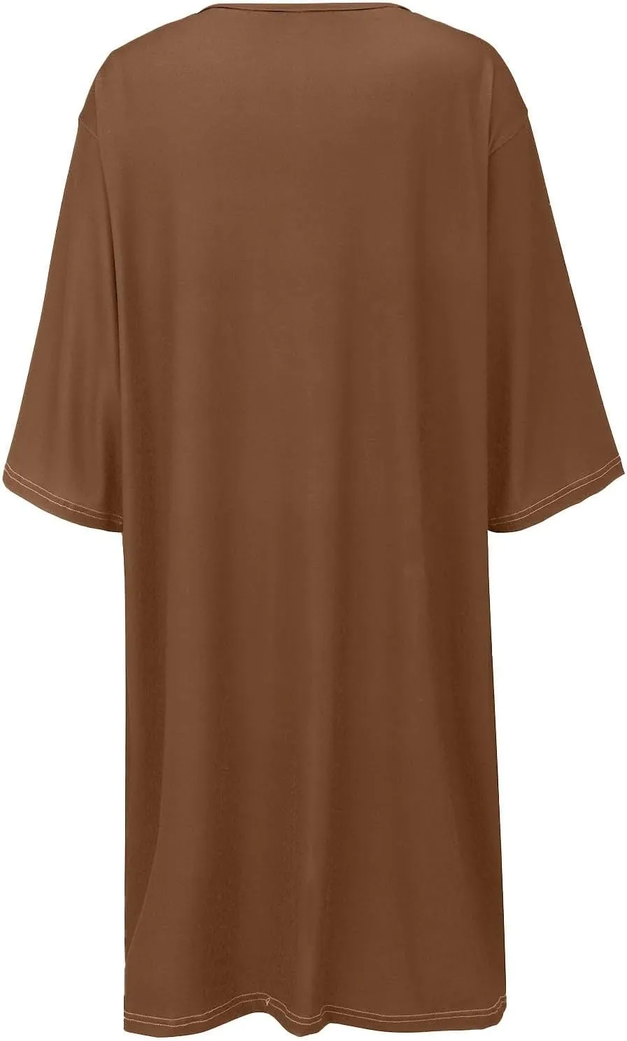 Women's Half Sleeve Maxi Cotton Linen Dress Relaxed Ruched Slit Crew Neck Flowy Vacation Modest Dresses with Pockets