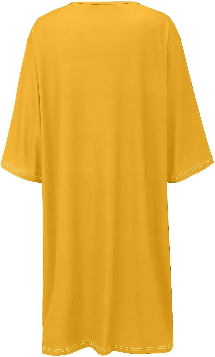 Women's Half Sleeve Maxi Cotton Linen Dress Relaxed Ruched Slit Crew Neck Flowy Vacation Modest Dresses with Pockets