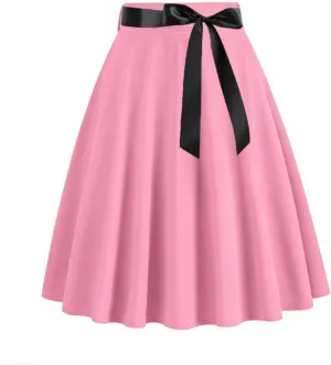 Women's High Waist A-Line Skirt Skater Versatile Stretchy Flared Midi Skirt Vinage Skirt Pleated Basic Cocktail Skirt