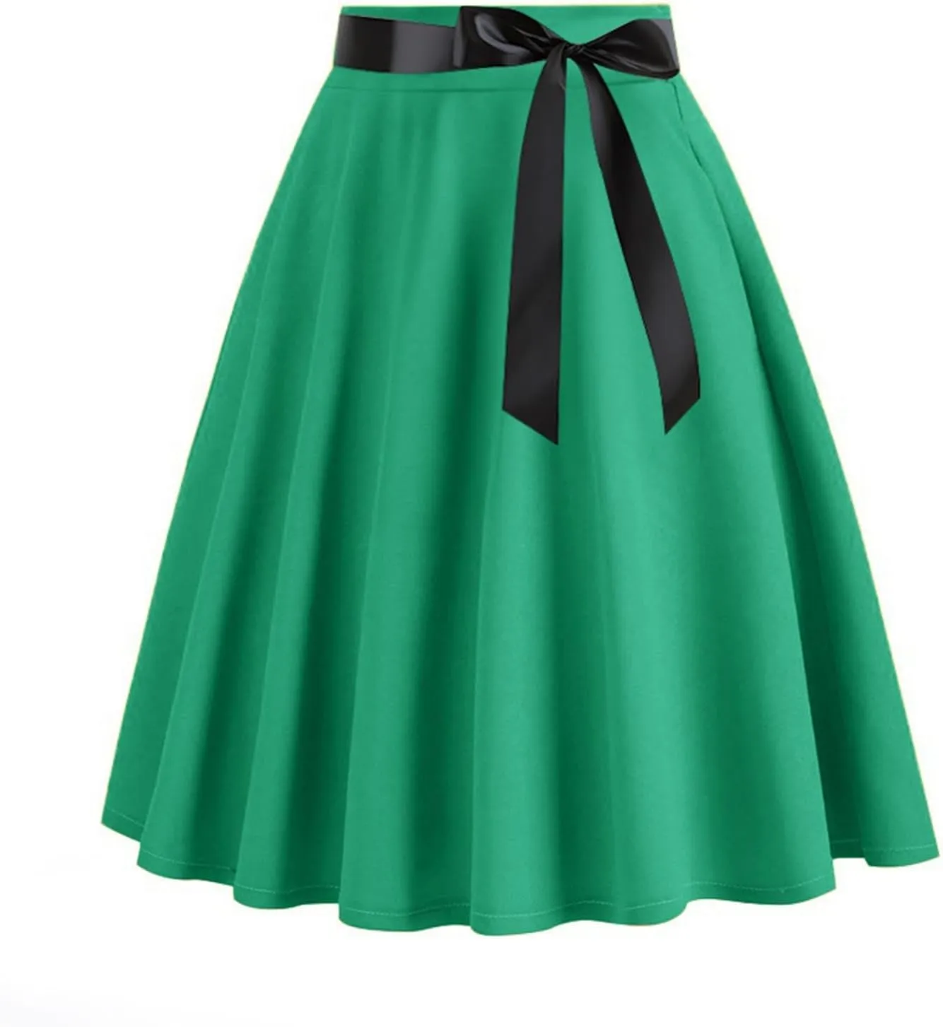Women's High Waist A-Line Skirt Skater Versatile Stretchy Flared Midi Skirt Vinage Skirt Pleated Basic Cocktail Skirt