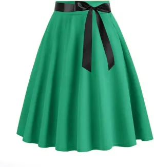 Women's High Waist A-Line Skirt Skater Versatile Stretchy Flared Midi Skirt Vinage Skirt Pleated Basic Cocktail Skirt