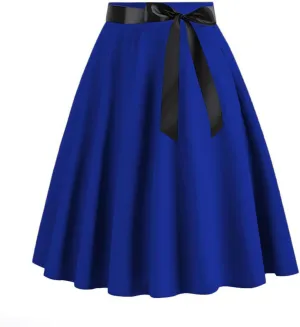 Women's High Waist A-Line Skirt Skater Versatile Stretchy Flared Midi Skirt Vinage Skirt Pleated Basic Cocktail Skirt