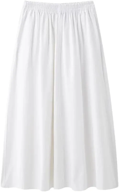 Women's High-Waisted Mid-Length Skirt Casual Versatile Solid Color Elastic Waist Skirts